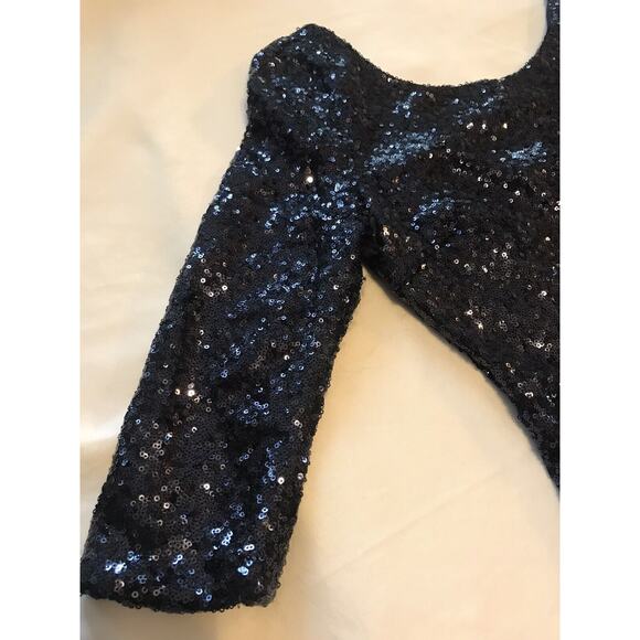 Lulus Delightful Ways Sequin Mini Dress Navy Blue Womens Sz Small Bodycon - Picture 4 of 11